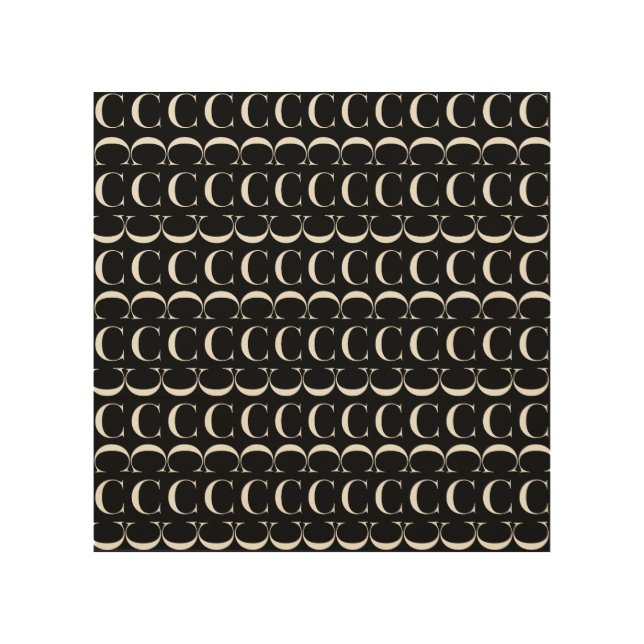 Monogram Initial Letter C Wood Wall Art (Front)