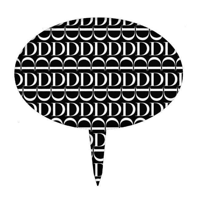 Monogram Initial Letter D Cake Topper (Front)