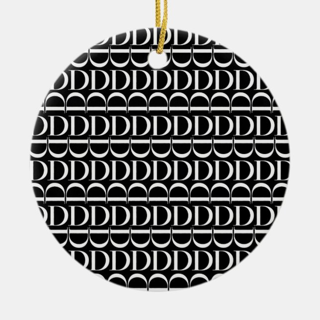 Monogram Initial Letter D Ceramic Ornament (Front)
