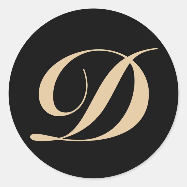 Monogram Initial Letter D Classic Round Sticker (Front)