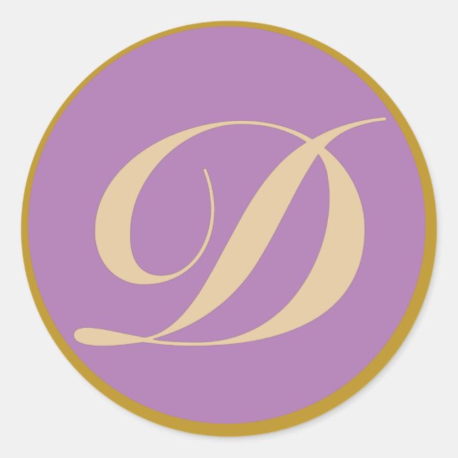 Monogram Initial Letter D Classic Round Sticker (Front)