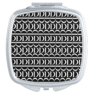 Monogram Initial Letter D Compact Mirror