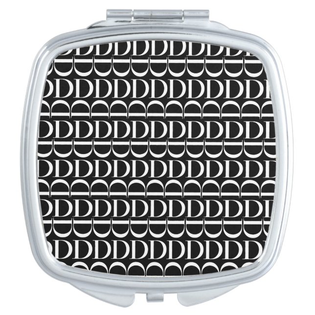 Monogram Initial Letter D Compact Mirror (Front)