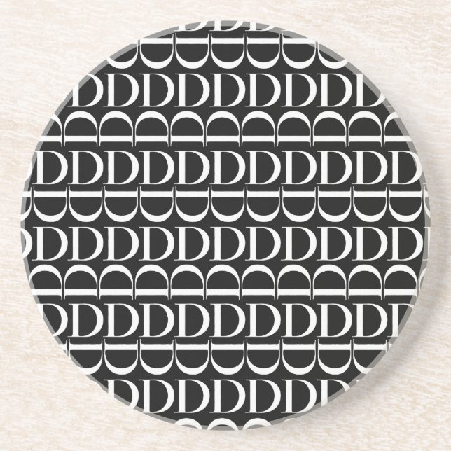 Monogram Initial Letter D Drink Coaster (Front)