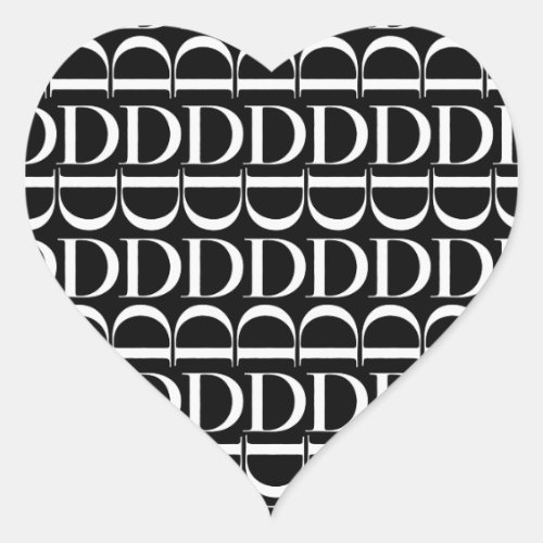 Monogram Initial Letter D Heart Sticker