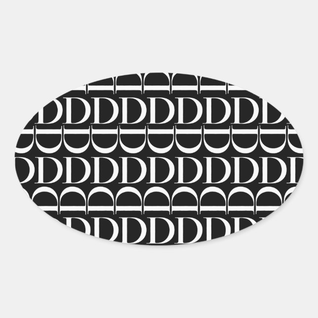 Monogram Initial Letter D Oval Sticker (Front)