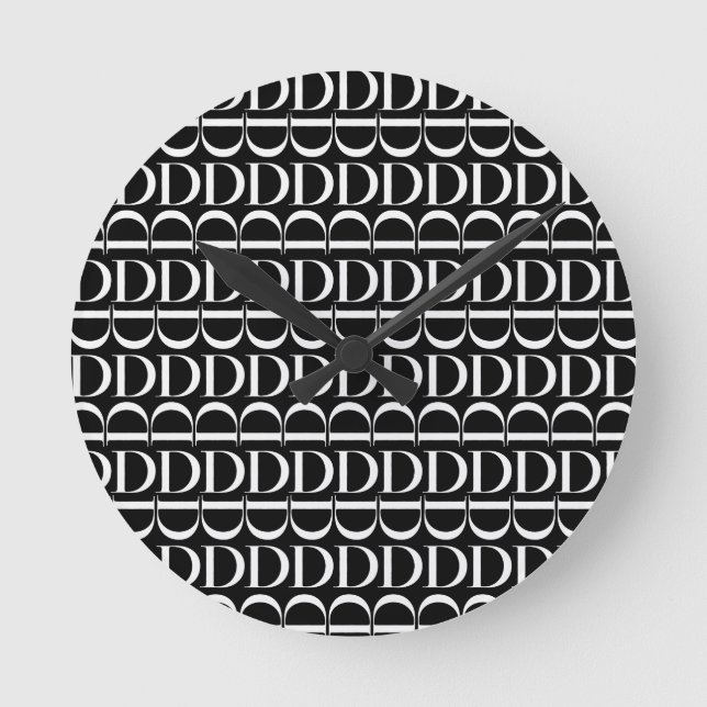 Monogram Initial Letter D Round Clock (Front)