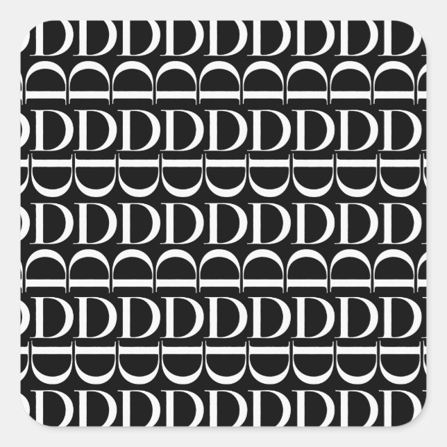Monogram Initial Letter D Square Sticker (Front)