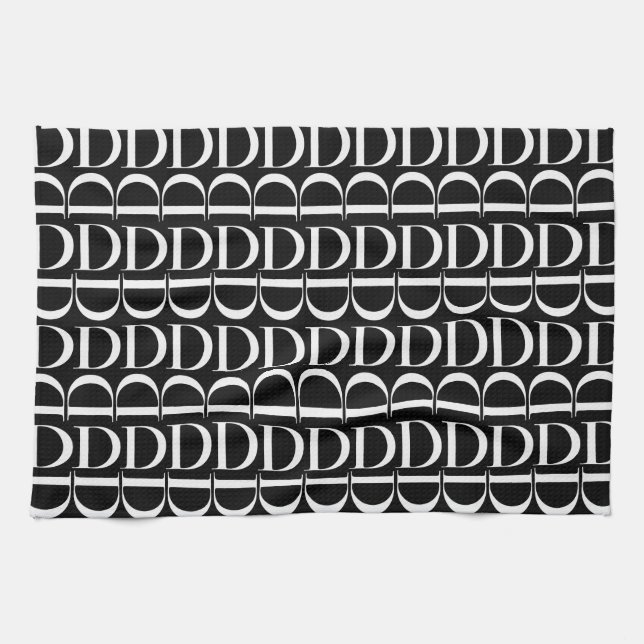 Monogram Initial Letter D Towel (Horizontal)