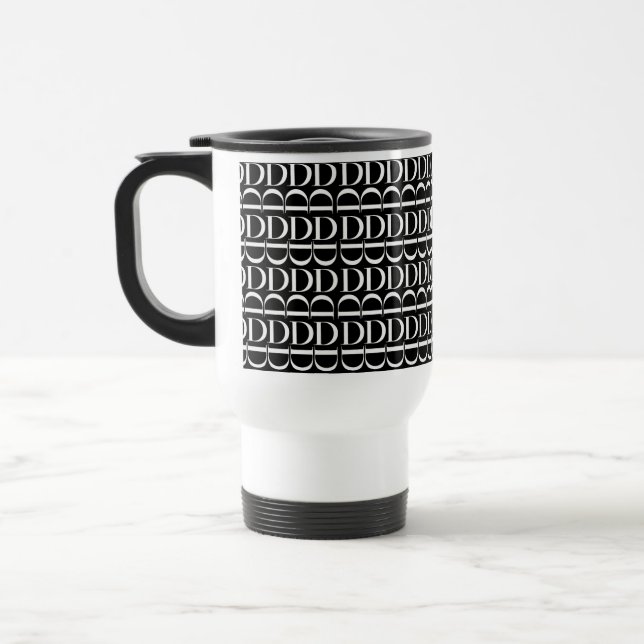Monogram Initial Letter D Travel Mug (Left)