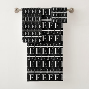 Monogram Initial Letter E Bath Towel Set