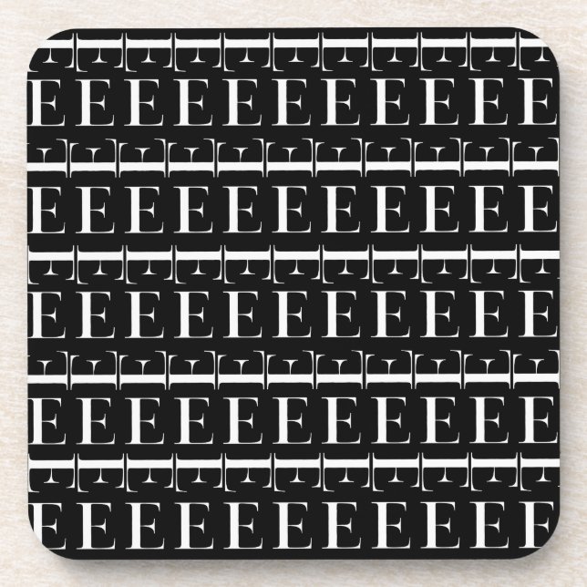 Monogram Initial Letter E Beverage Coaster (Front)