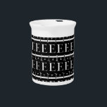 Monogram Initial Letter E Beverage Pitcher<br><div class="desc">Trendy,  elegant pattern formed with monogram initials. Custom abstract pattern of the initial letter E in white. Choose your background color.</div>