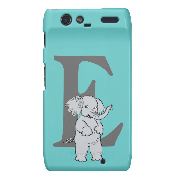 Monogram initial letter E, cute elephant custom Motorola Droid RAZR Cases