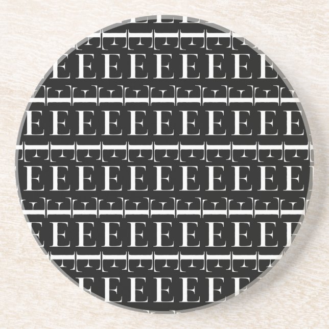 Monogram Initial Letter E Drink Coaster (Front)