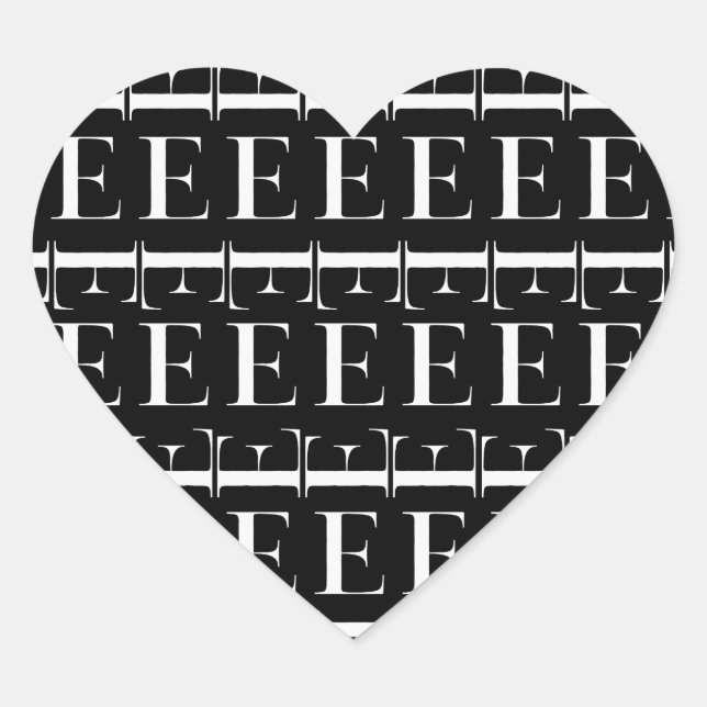 Monogram Initial Letter E Heart Sticker (Front)