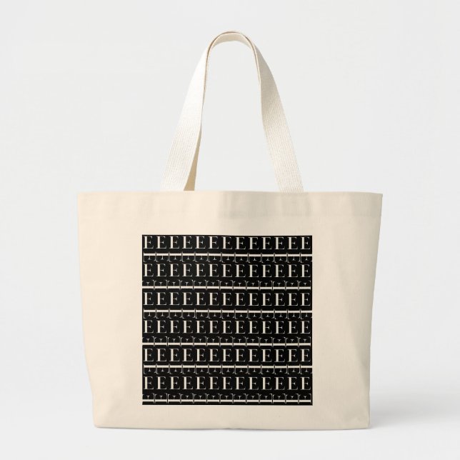 Monogram Initial Letter E Large Tote Bag (Front)