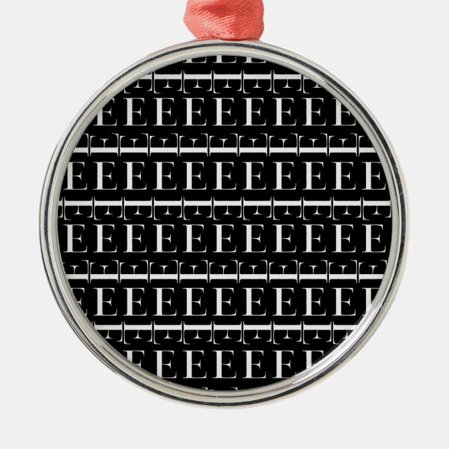 Monogram Initial Letter E Metal Ornament (Front)