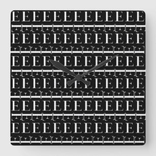Monogram Initial Letter E Square Wall Clock