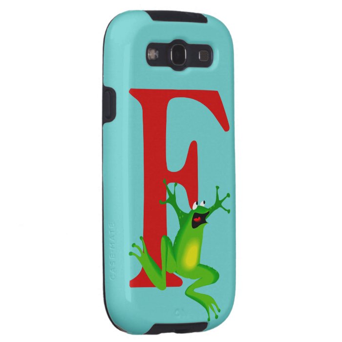 Monogram initial letter F cute frog cartoon custom Galaxy SIII Cover