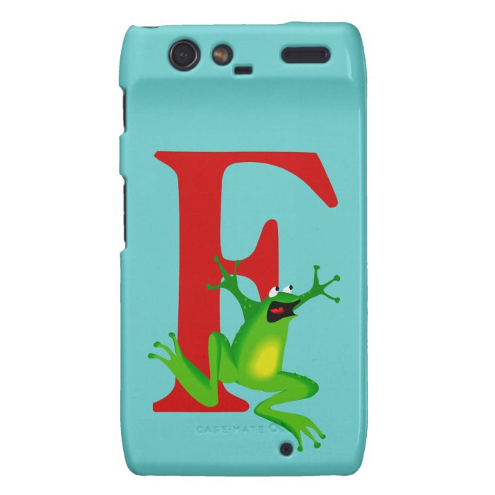 Monogram initial letter F cute frog cartoon custom Motorola Droid RAZR Case