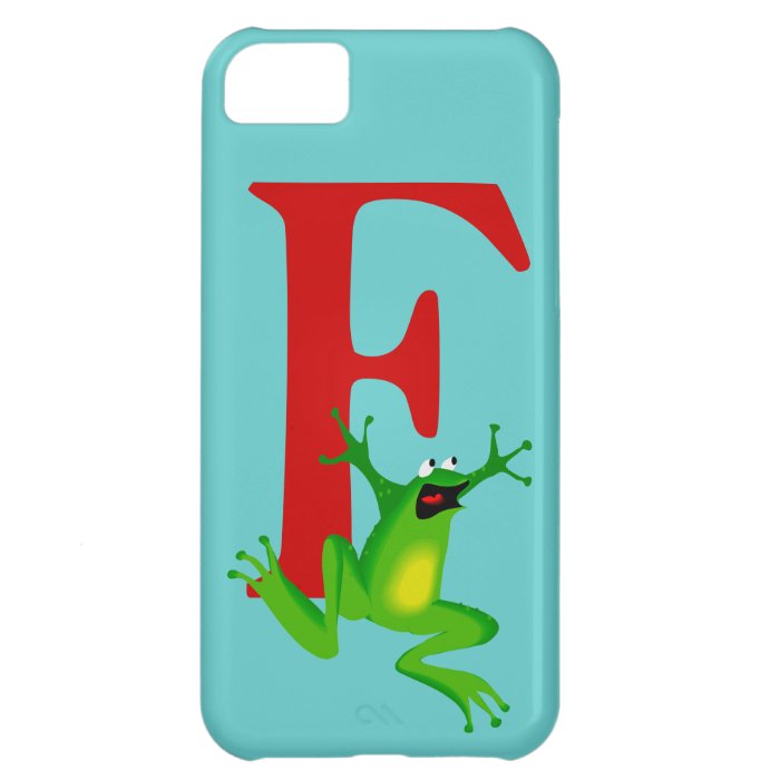Monogram initial letter F cute frog cartoon custom Cover For iPhone 5C