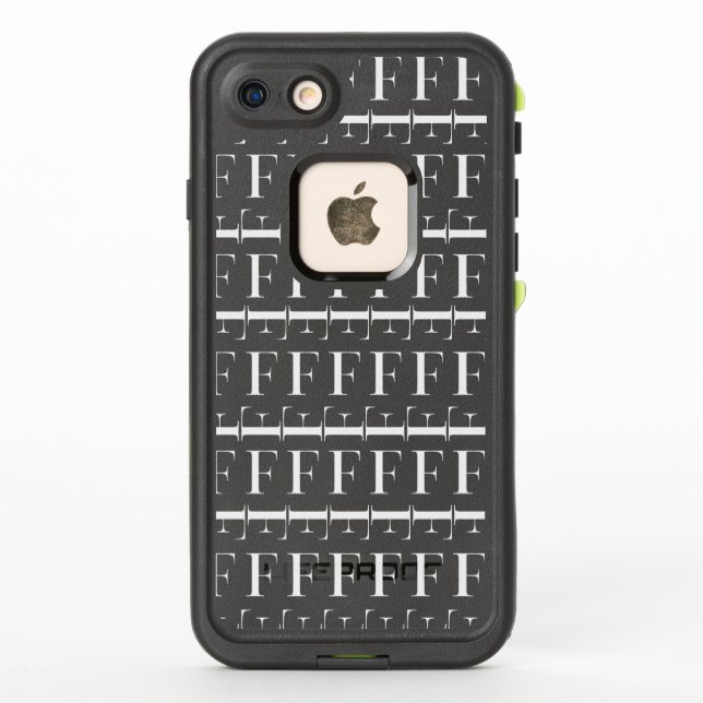 Monogram Initial Letter F LifeProof iPhone Case (Back)