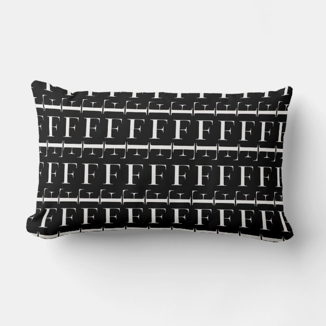 Monogram Initial Letter F Lumbar Pillow (Front)