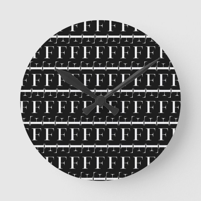 Monogram Initial Letter F Round Clock (Front)