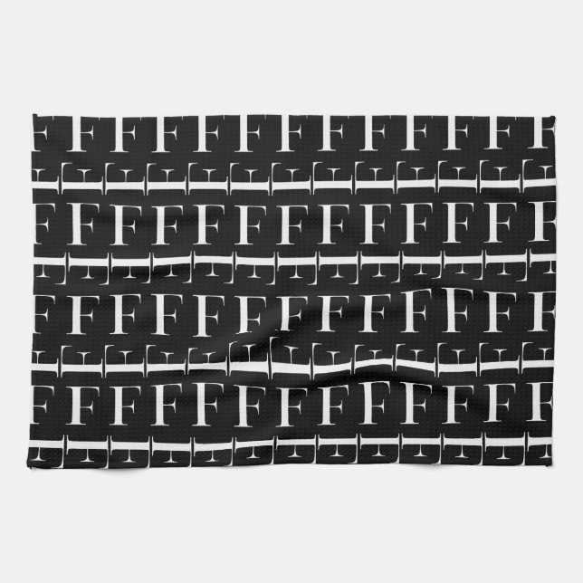 Monogram Initial Letter F Towel (Horizontal)