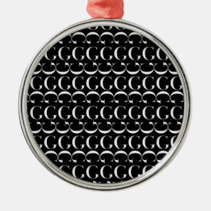 Monogram Initial Letter G Metal Ornament