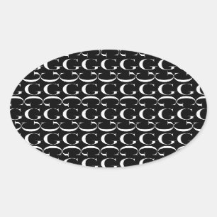 Monogram Initial Letter G Oval Sticker