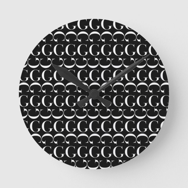 Monogram Initial Letter G Round Clock (Front)