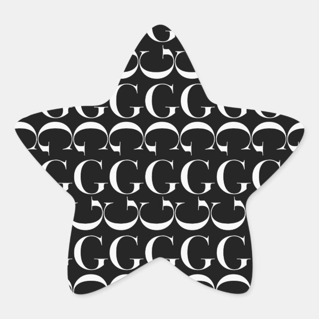 Monogram Initial Letter G Star Sticker (Front)