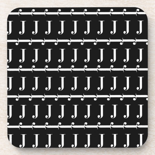 Monogram Initial Letter J Beverage Coaster (Front)