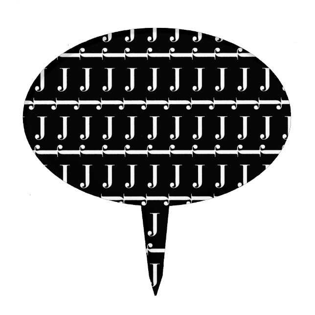 Monogram Initial Letter J Cake Topper (Front)