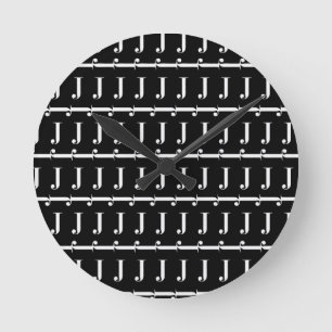 Monogram Initial Letter J, Choose Background Color Round Clock