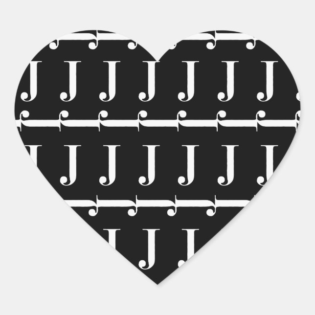 Monogram Initial Letter J Heart Sticker (Front)