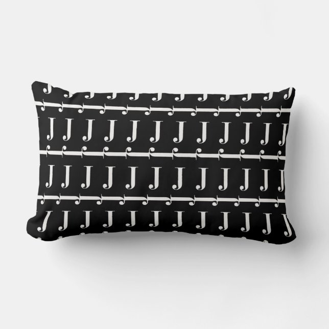Monogram Initial Letter J Lumbar Pillow (Front)