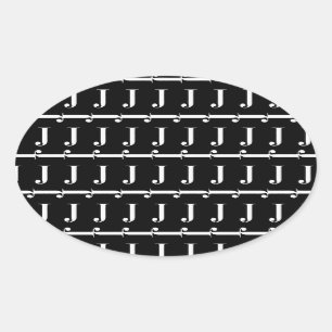 Monogram Initial Letter J Oval Sticker