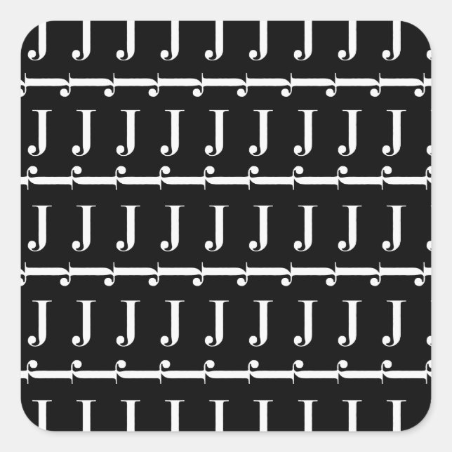 Monogram Initial Letter J Square Sticker (Front)