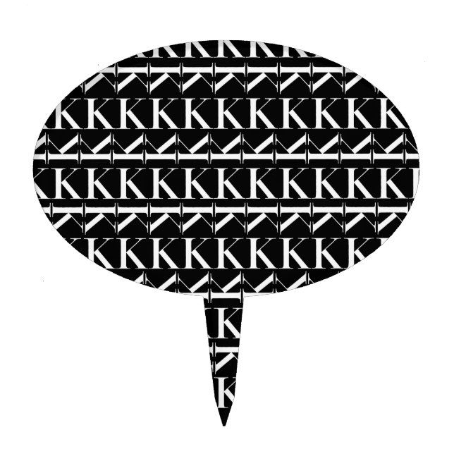 Monogram Initial Letter K Cake Topper (Front)