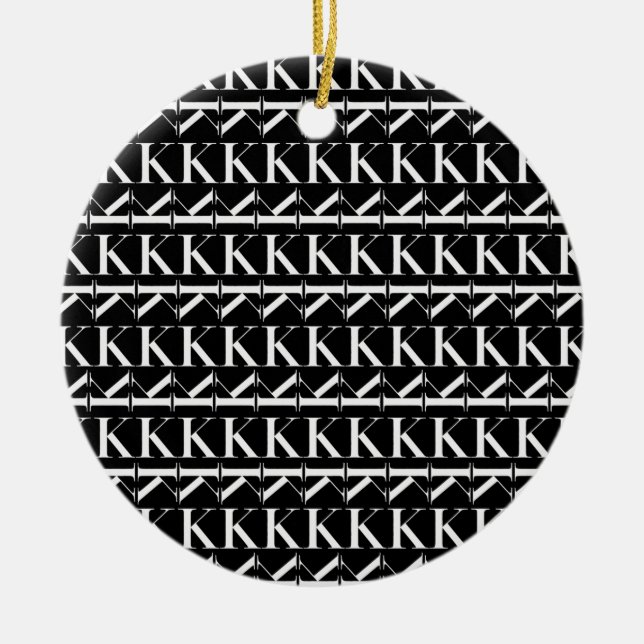 Monogram Initial Letter K Ceramic Ornament (Front)