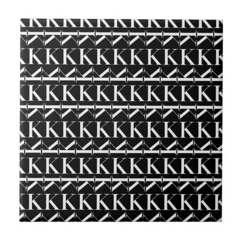 Monogram Initial Letter K Ceramic Tile