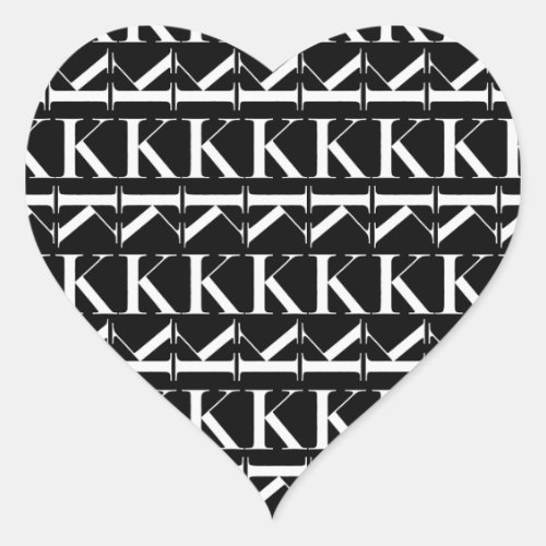 Monogram Initial Letter K Heart Sticker