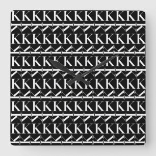 Monogram Initial Letter K Square Wall Clock