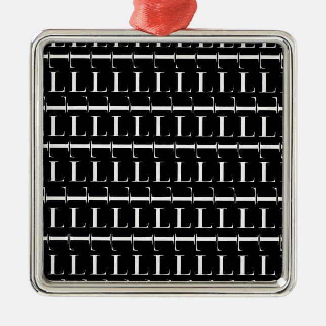 Monogram Initial Letter L Metal Ornament (Front)