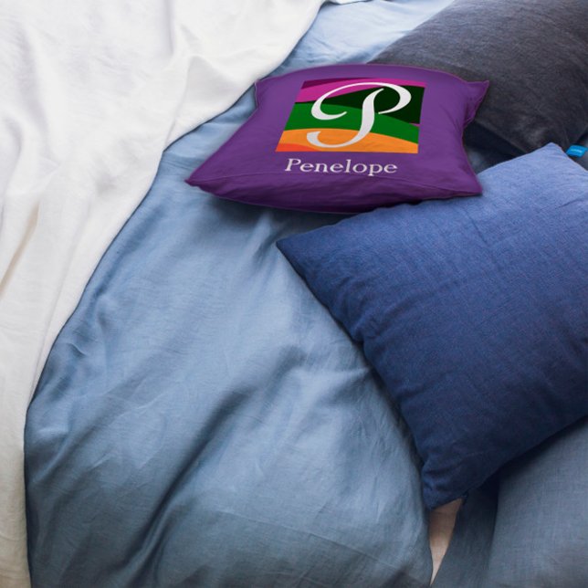 Monogram Initial Letter lavender Throw Pillow (Creator Uploaded)