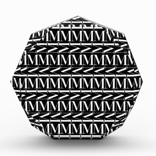 Monogram Initial Letter M Acrylic Award (Front)