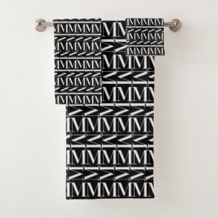 Monogram Initial Letter M Bath Towel Set